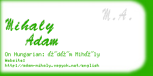 mihaly adam business card